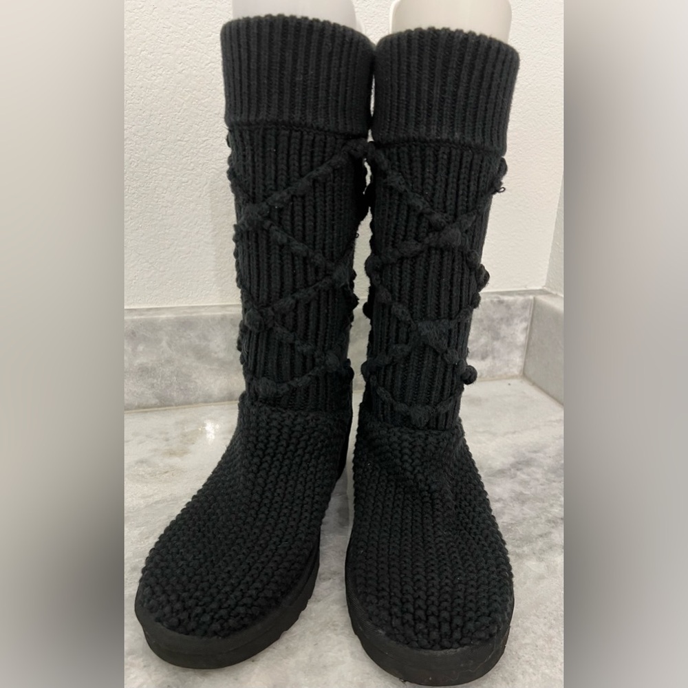 UGG Black Classic Cardi Cable Knit Boot Women's Size 7 EU 38